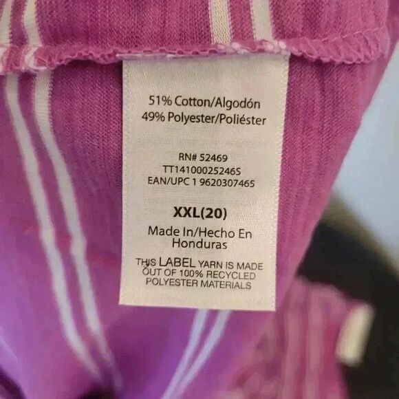 Time & Tru Women's Pink Orchid Bloom/Vivid White Cotton/Poly Striped T-Shirt NEW - Picture 10 of 11